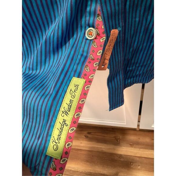 Robert Graham Mens Striped Button Down Shirt Sz 2X Long Sleeve Blue Colorful - Picture 3 of 9